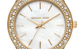Buy Shop Michael Kors Liliane Mother of Pearl White Dial Gold Steel Strap Watch For Women - MK4555 USA Online