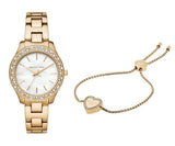 Buy Shop Michael Kors Liliane Mother of Pearl White Dial Gold Steel Strap Watch For Women - MK4555 USA Online