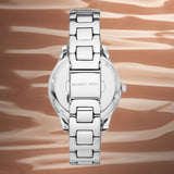 Buy Shop Michael Kors Liliane Three Hand Mother of Pearl White Dial Silver Steel Strap Watch For Women - MK4556 USA Online