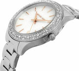 Buy Shop Michael Kors Liliane Three Hand Mother of Pearl White Dial Silver Steel Strap Watch For Women - MK4556 USA Online