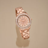 Buy Shop Michael Kors Liliane Three Hand Rose Gold Dial Rose Gold Steel Strap Watch For Women - MK4651 USA Online