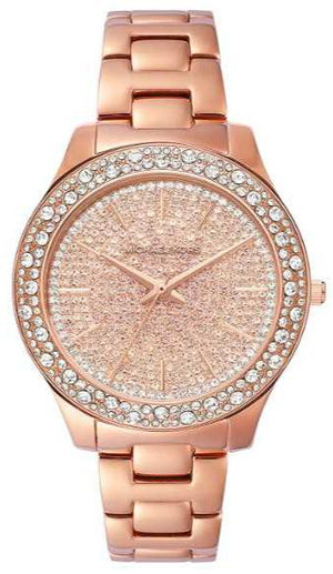 Buy Shop Michael Kors Liliane Three Hand Rose Gold Dial Rose Gold Steel Strap Watch For Women - MK4651 USA Online