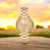 Buy Shop Michael Kors Maren Chronograph Gold Dial Gold Steel Strap Watch for Women - MK7493 USA Online