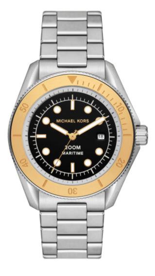 Buy Shop Michael Kors Maritime Analog Black Dial Silver Steel Strap Watch for Men - MK9161 USA Online