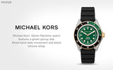 Buy Shop Michael Kors Maritime Analog Green Dial Black Silicone Strap Watch for Men - MK9158 USA Online