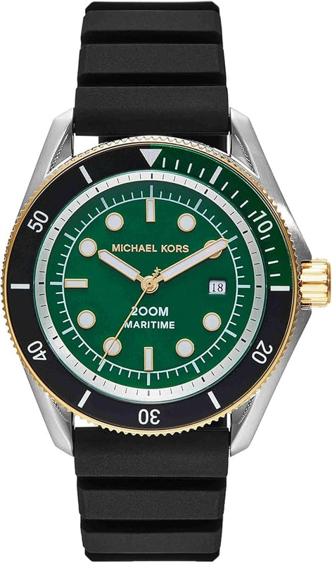 Buy Shop Michael Kors Maritime Analog Green Dial Black Silicone Strap Watch for Men - MK9158 USA Online