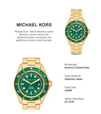 Buy Shop Michael Kors Maritime Analog Green Dial Gold Steel Strap Watch for Men - MK9162 USA Online