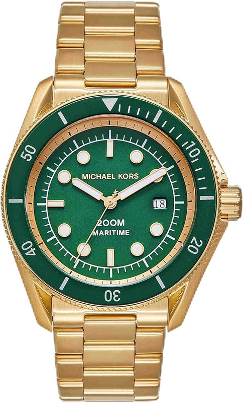 Buy Shop Michael Kors Maritime Analog Green Dial Gold Steel Strap Watch for Men - MK9162 USA Online