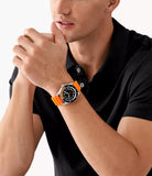 Buy Shop Michael Kors Maritime Three-Hand Analog Black Dial Orange Silicone Strap Watch for Men - MK9157 USA Online