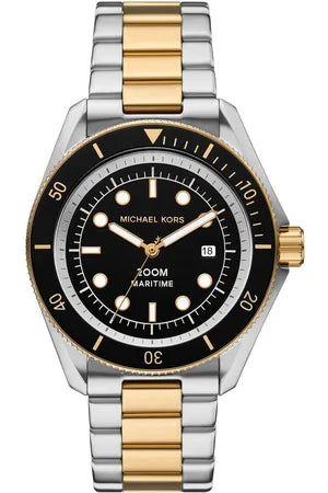 Buy Shop Michael Kors Maritime Three Hand Black Dial Two Tone Steel Strap Watch for Men - MK9180 USA Online
