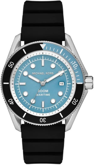 Buy Shop Michael Kors Maritime Three Hand Blue Dial Black Silicone Strap Watch for Men - MK9167 USA Online