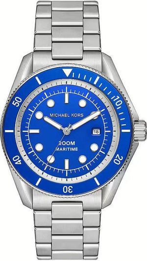 Buy Shop Michael Kors Maritime Three-Hand Blue Dial Silver Steel Strap Watch for Men - MK9160 USA Online
