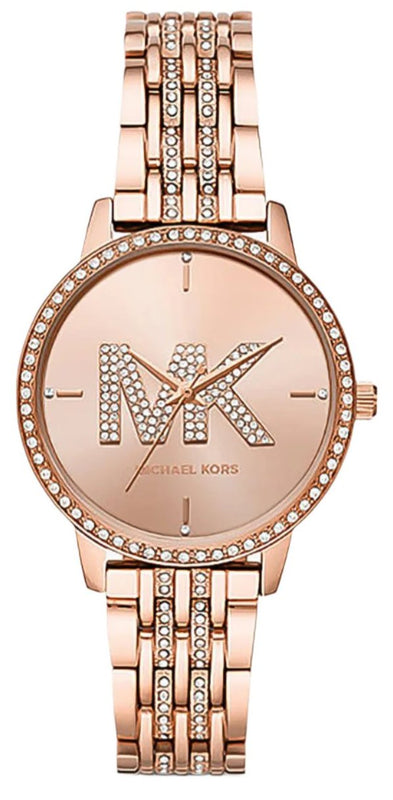 Buy Shop Michael Kors Melissa Pave Quartz Rose Gold Dial Rose Gold Steel Strap Watch for Women - MK4372 USA Online