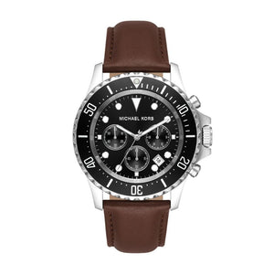 Buy Shop Michael Kors Everest Chronograph Black Dial Brown Leather Strap Watch For Men - MK9054 USA Online