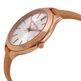 Buy Shop Michael Kors Runway Slim Quartz White Dial Beige Leather Strap Watch For Women - MK2284 USA Online