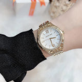 Buy Shop Michael Kors Mindy Three Hand White Dial Rose Gold Steel Strap Watch for Women - MK7078 USA Online