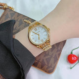 Buy Shop Michael Kors Mindy Three Hand White Dial Rose Gold Steel Strap Watch for Women - MK7078 USA Online