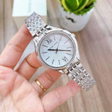 Buy Shop Michael Kors Mindy White Dial Silver Steel Strap Watch For Women - MK7075 USA Online