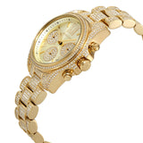 Michael Kors Mini Bradshaw Crystals Gold Dial Gold Steel Strap Watch For Women - MK6494