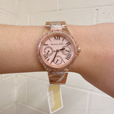 Buy Shop Michael Kors Mini Camille Multifunction Rose Gold Dial Rose Gold Steel Strap Watch For Women - MK7273 USA Online