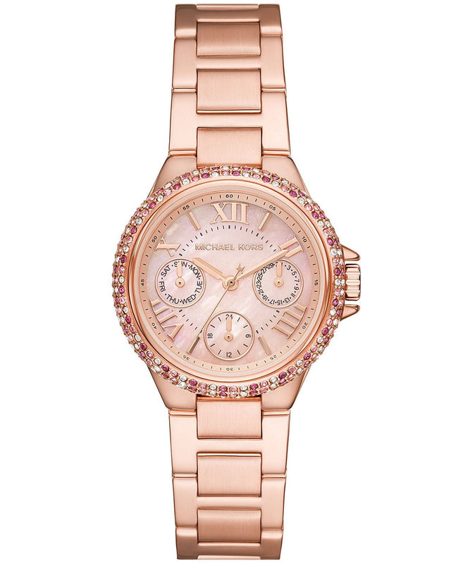 Buy Shop Michael Kors Mini Camille Multifunction Rose Gold Dial Rose Gold Steel Strap Watch For Women - MK7273 USA Online
