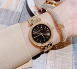 Buy Shop Michael Kors Mini Darci Quartz Black Dial Gold Steel Strap Watch For Women - MK3738 USA Online