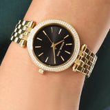 Buy Shop Michael Kors Mini Darci Quartz Black Dial Gold Steel Strap Watch For Women - MK3738 USA Online
