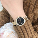 Buy Shop Michael Kors Mini Darci Quartz Black Dial Gold Steel Strap Watch For Women - MK3738 USA Online