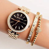 Buy Shop Michael Kors Mini Darci Quartz Black Dial Gold Steel Strap Watch For Women - MK3738 USA Online