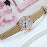 Buy Shop Michael Kors Mini Everest Crystals White Dial Brown Leather Strap Watch for Women - MK4719 USA Online