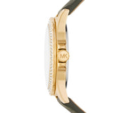 Buy Shop Michael Kors Mini Everest Crystals White Dial Green Leather Strap Watch for Women - MK4720 USA Online