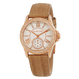 Buy Shop Michael Kors Sage Three-Hand Mother of Pearl White Dial Brown Leather Strap Watch for Women - MK4819 USA Online