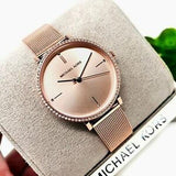 Buy Shop Michael Kors Mini Jayne Crystals Rose Gold Dial Rose Gold Mesh Strap Watch for Women - MK7122 USA Online