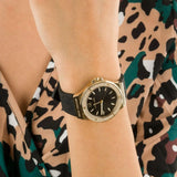 Buy Shop Michael Kors Mini Lennox Quartz Black Dial Black Silicone Strap Watch For Women - MK7281 USA Online