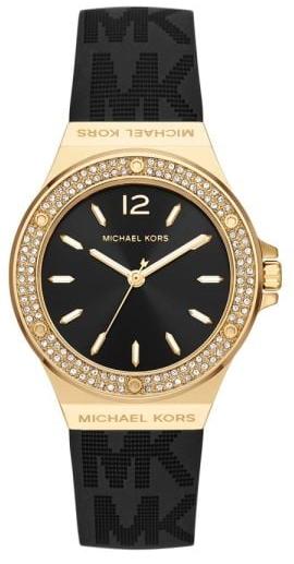 Buy Shop Michael Kors Mini Lennox Quartz Black Dial Black Silicone Strap Watch For Women - MK7281 USA Online