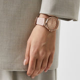Buy Shop Michael Kors Mini Lennox Three-Hand Rose Gold Dial Pink Silicone Strap Watch For Women - MK7282 USA Online