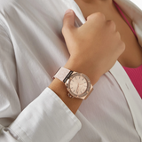 Buy Shop Michael Kors Mini Lennox Three-Hand Rose Gold Dial Pink Silicone Strap Watch For Women - MK7282 USA Online