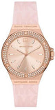 Buy Shop Michael Kors Mini Lennox Three-Hand Rose Gold Dial Pink Silicone Strap Watch For Women - MK7282 USA Online