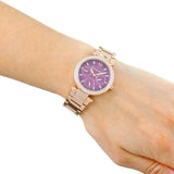 Buy Shop Michael Kors Mini Parker Multi-Function Plum Mother of Pearl Dial Rose Gold Steel Strap Watch For Women - MK6403 USA Online