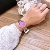 Buy Shop Michael Kors Mini Parker Multi-Function Plum Mother of Pearl Dial Rose Gold Steel Strap Watch For Women - MK6403 USA Online