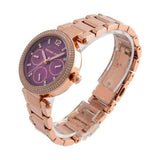 Buy Shop Michael Kors Mini Parker Multi-Function Plum Mother of Pearl Dial Rose Gold Steel Strap Watch For Women - MK6403 USA Online