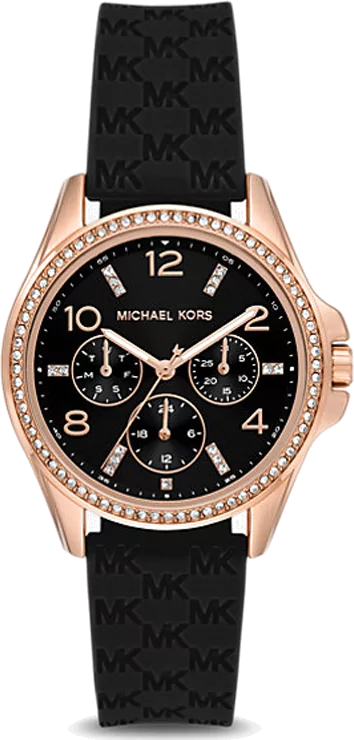 Buy Shop Michael Kors Mini Pilot Black Dial Black Silicone Strap Watch For Women - MK7373 USA Online