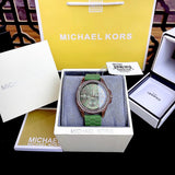 Buy Shop Michael Kors Mini Pilot Chronograph Green Dial Green Silicone Strap Watch For Women - MK7421 USA Online