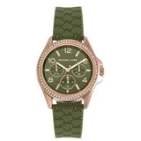 Buy Shop Michael Kors Mini Pilot Chronograph Green Dial Green Silicone Strap Watch For Women - MK7421 USA Online
