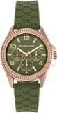 Buy Shop Michael Kors Mini Pilot Chronograph Green Dial Green Silicone Strap Watch For Women - MK7421 USA Online