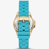 Buy Shop Michael Kors Mini Pilot Quartz Gold Dial Blue Silicone Strap Watch For Women - MK7374 USA Online