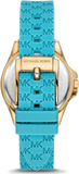 Buy Shop Michael Kors Mini Pilot Quartz Gold Dial Blue Silicone Strap Watch For Women - MK7374 USA Online