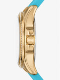 Buy Shop Michael Kors Mini Pilot Quartz Gold Dial Blue Silicone Strap Watch For Women - MK7374 USA Online