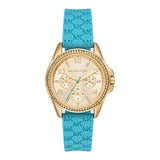 Buy Shop Michael Kors Mini Pilot Quartz Gold Dial Blue Silicone Strap Watch For Women - MK7374 USA Online