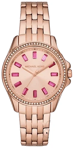 Buy Shop Michael Kors Mini Pilot Quartz Gold Dial Gold Steel Strap Watch For Women - MK7367 USA Online